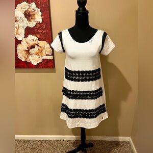 Lolita A Line Mini Dress White with Black Accents, size Small